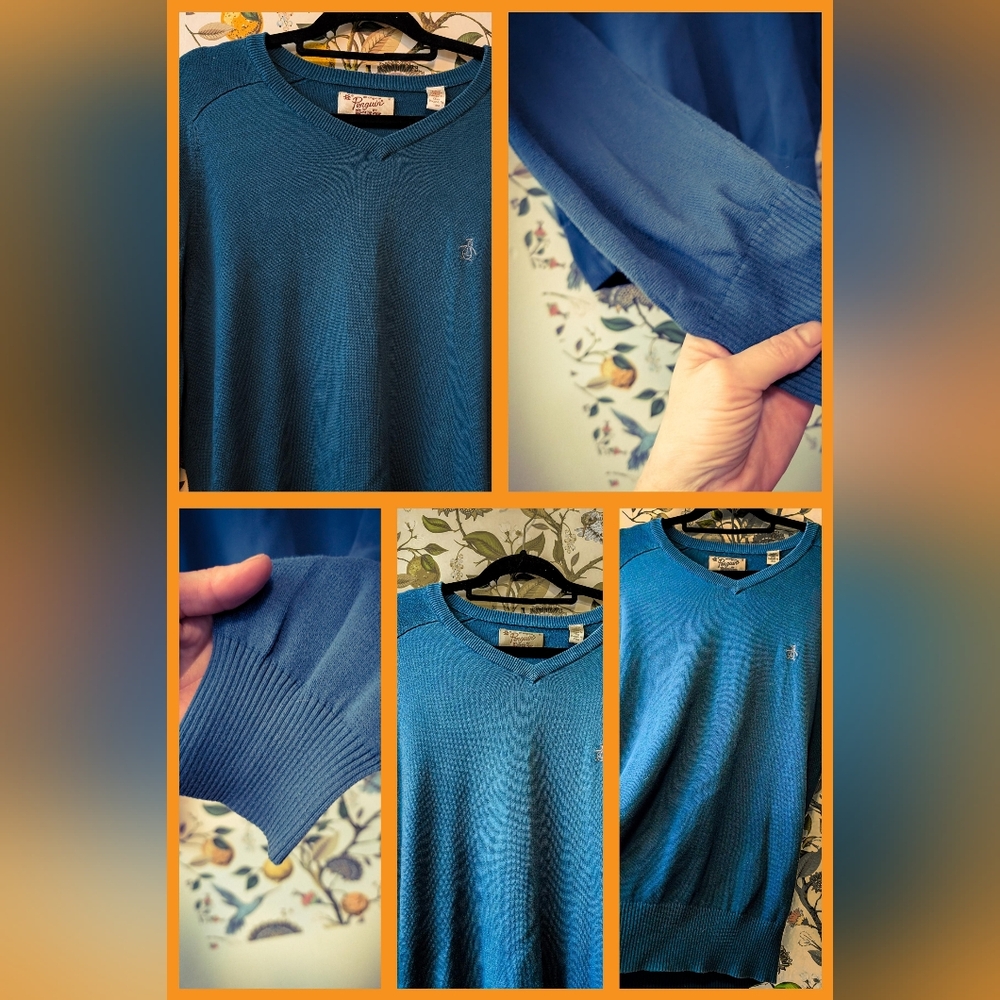 Men's V-Neck Sweater in Rich Blue